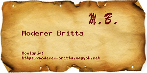 Moderer Britta névjegykártya